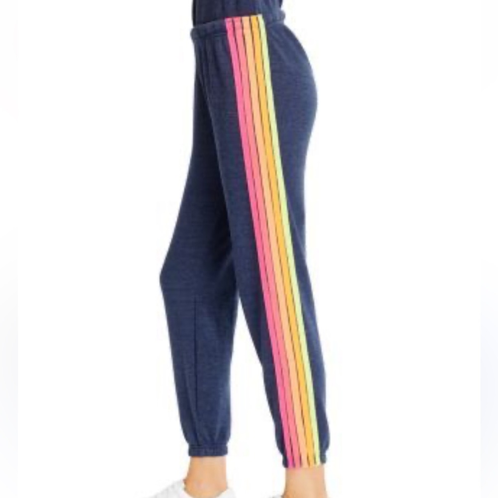 Aviator Nation Navy with Neon Strip Sweatpants (size M)